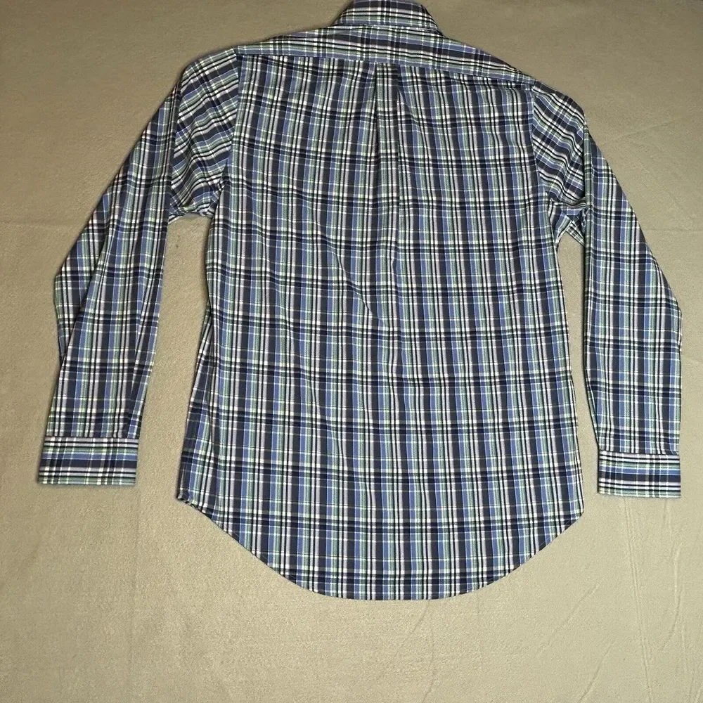 Polo Ralph Lauren Classic Fit Performance Long Sleeve Blue Plaid Mens M NWT $138